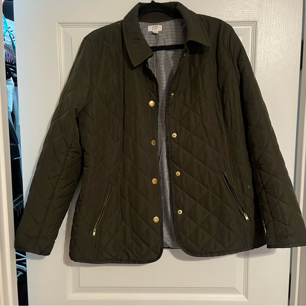 Crown and Ivy Green Quilted Jacket